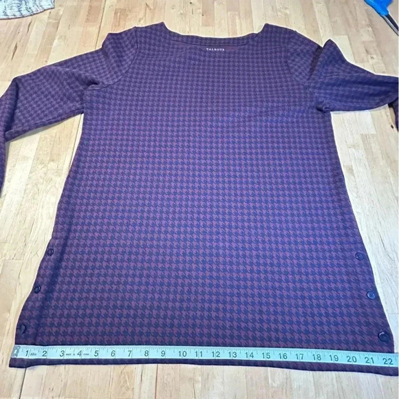 Talbots Houndstooth Purple Long Sleeve Shirt - Picture 8 of 9